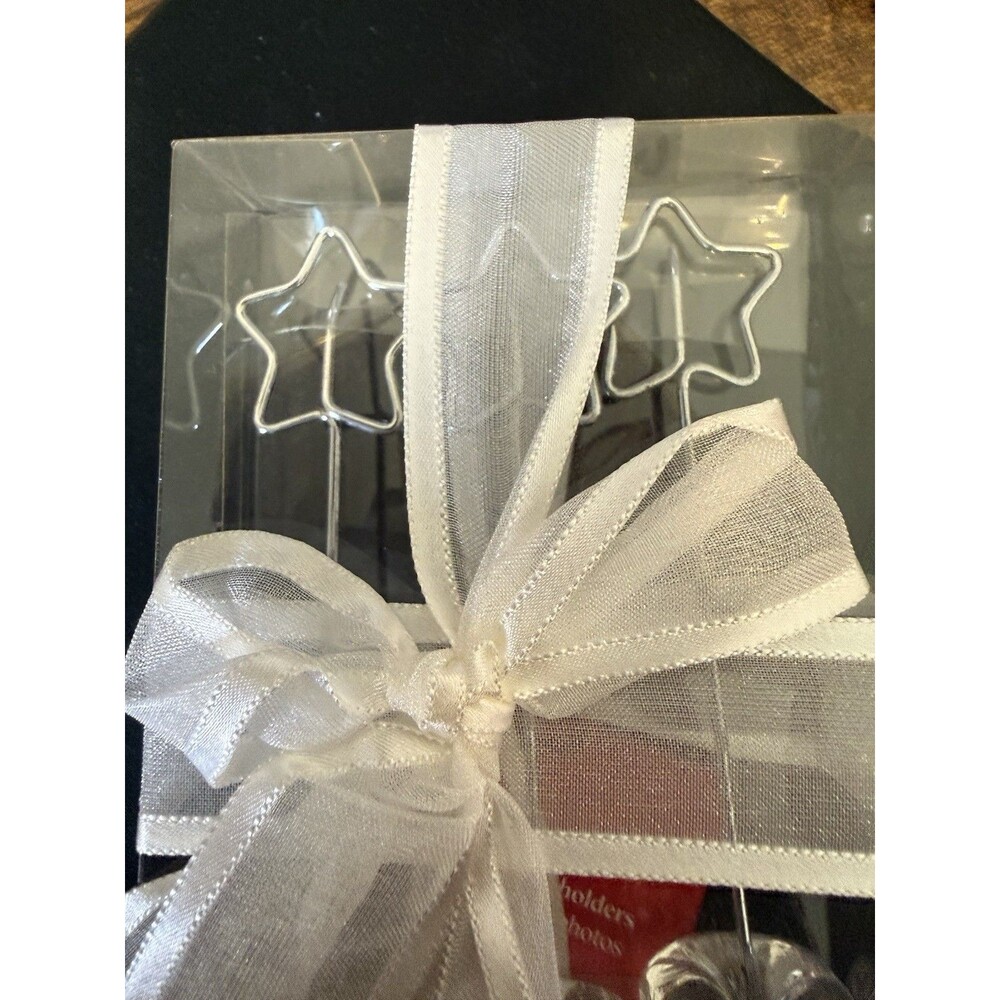 Pier 1 Star Photo Recipe Card Note Holders Set of 3 Silver Acrylic NIB